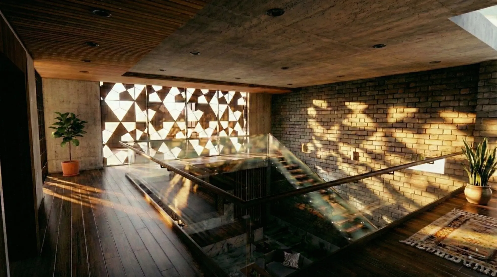 Villa recreational room interior design render