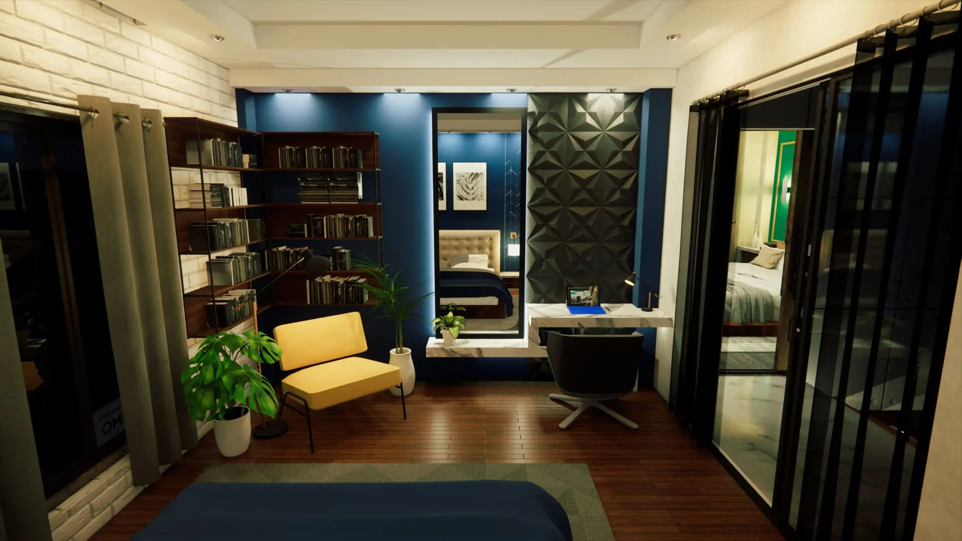 Bedroom interior design with minimalist aesthetic