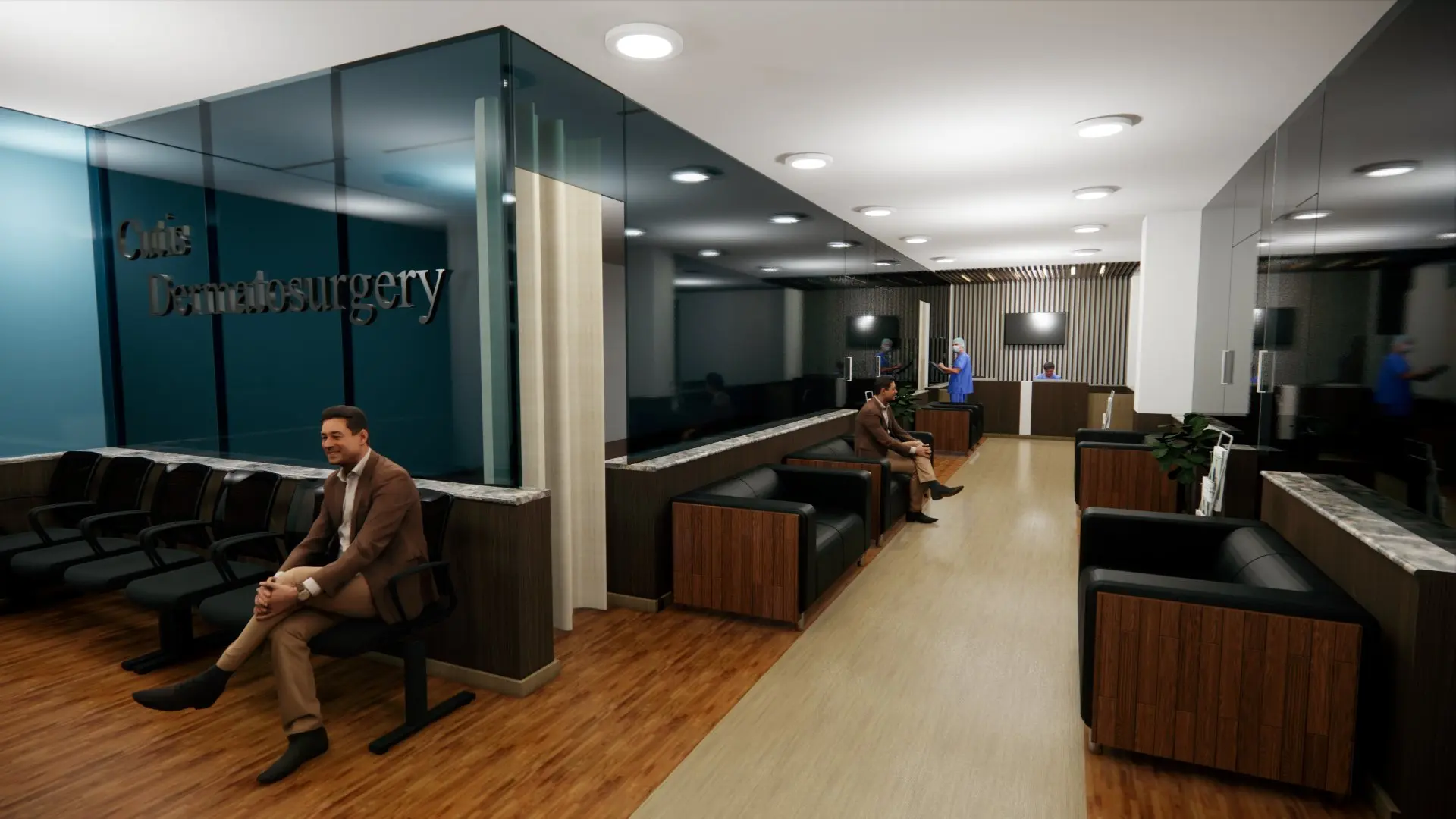 Cutis Clinic waiting area interior design — Gridline Engineering