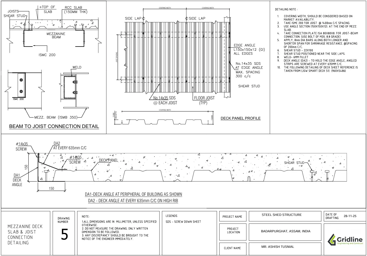 Mezzanine Deck — TATA Sheet & Joists — Gridline Engineering