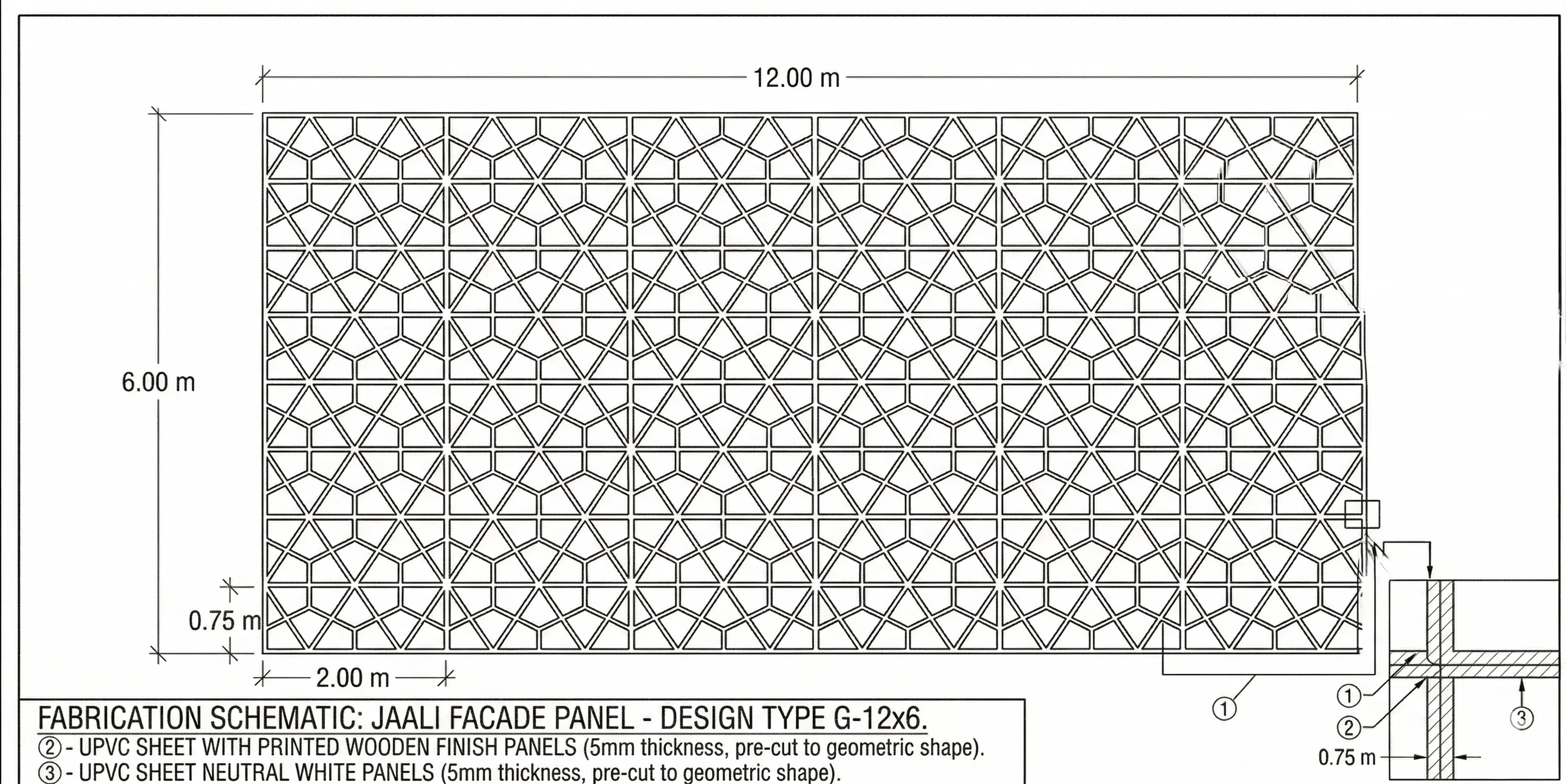 Villa jaali screen facade detail